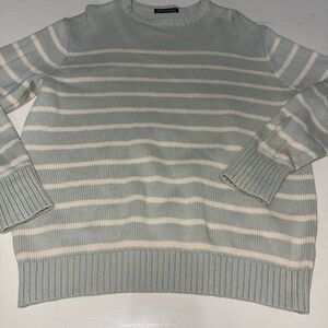 Brandy Melville cotton Light Gray/sage green Knit Sweater